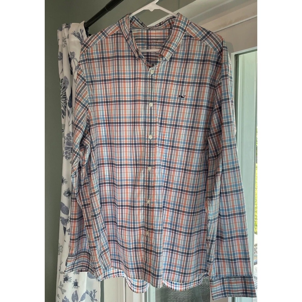 Vineyard Vines Performance Whale Shirt Men XL Classic Fit Stretch Long Sleeve